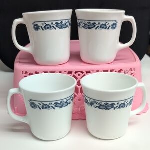 Set Of Four Old Town Blue Vintage Coffee Mug Cups